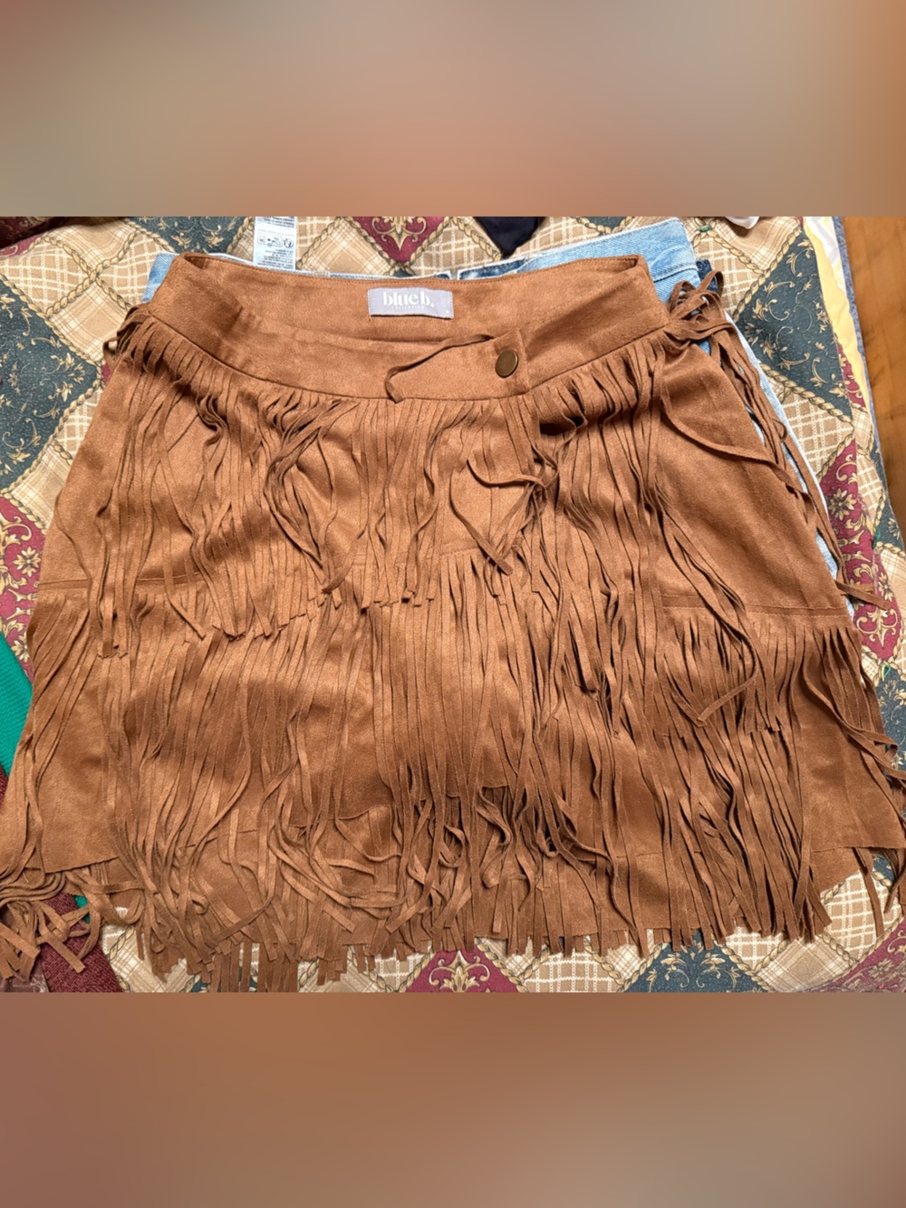 Blue B. Brown Suede Fringe Mini Skirt